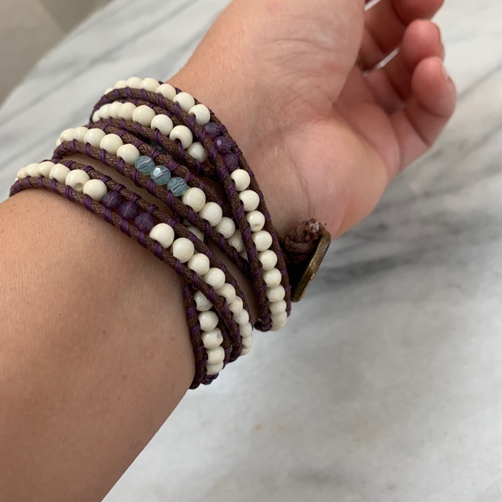 Handmade Rope Wrapped Bracelet Purple - Picture 7 of 10
